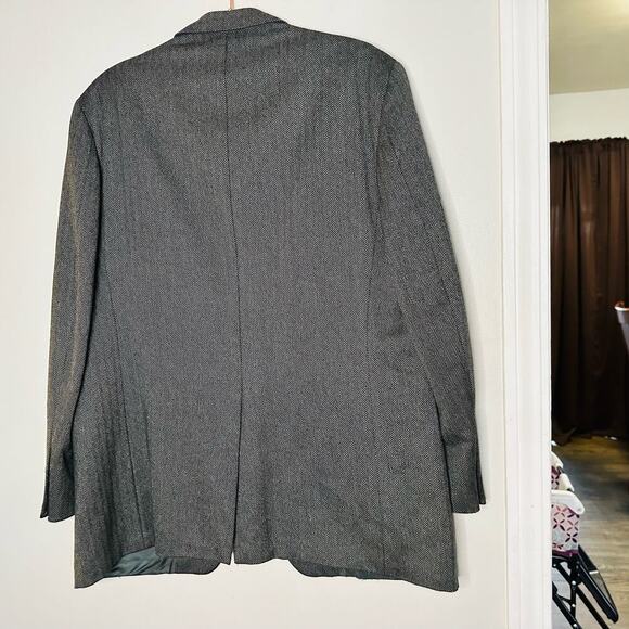 BURBERRY London Mens Gray Herringbone 44 Long Wool Silk Blend Blazer Size 44 - Picture 8 of 14